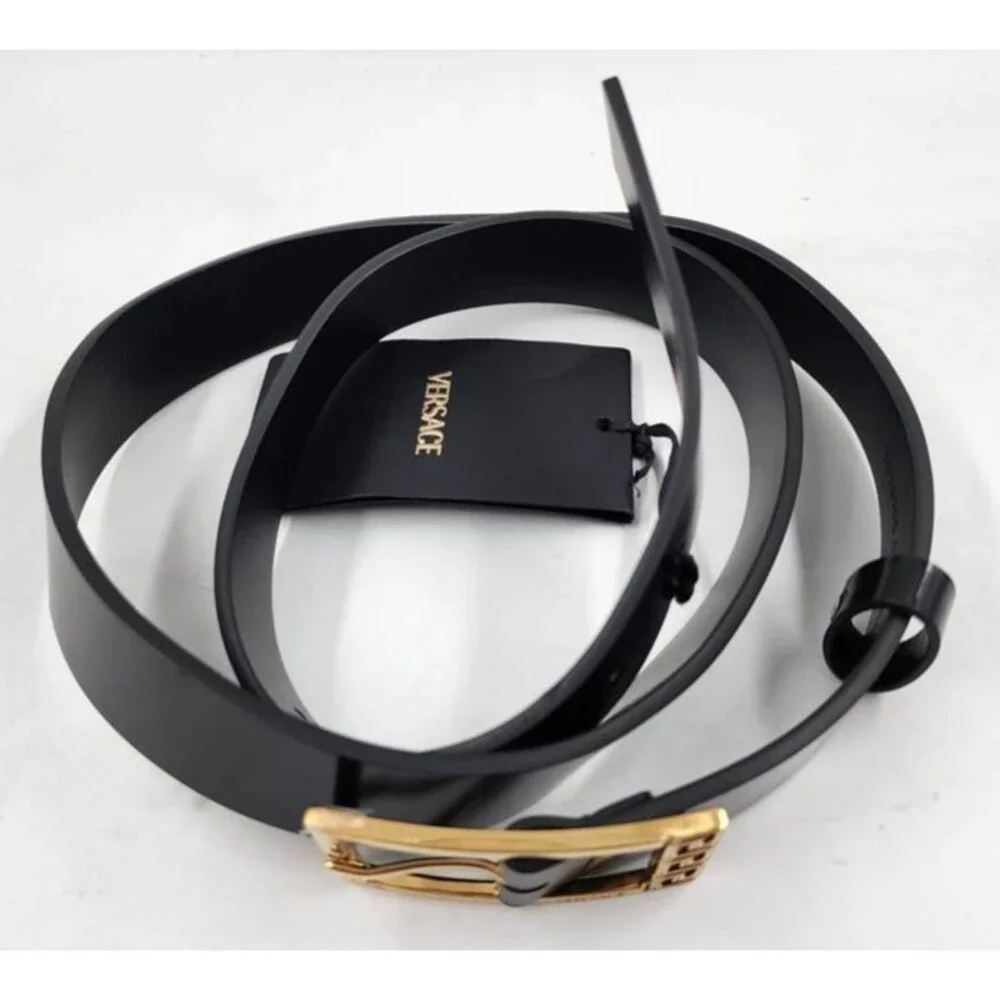 Versace Greca Belt Men's 105/42 Black Buckle Closure
